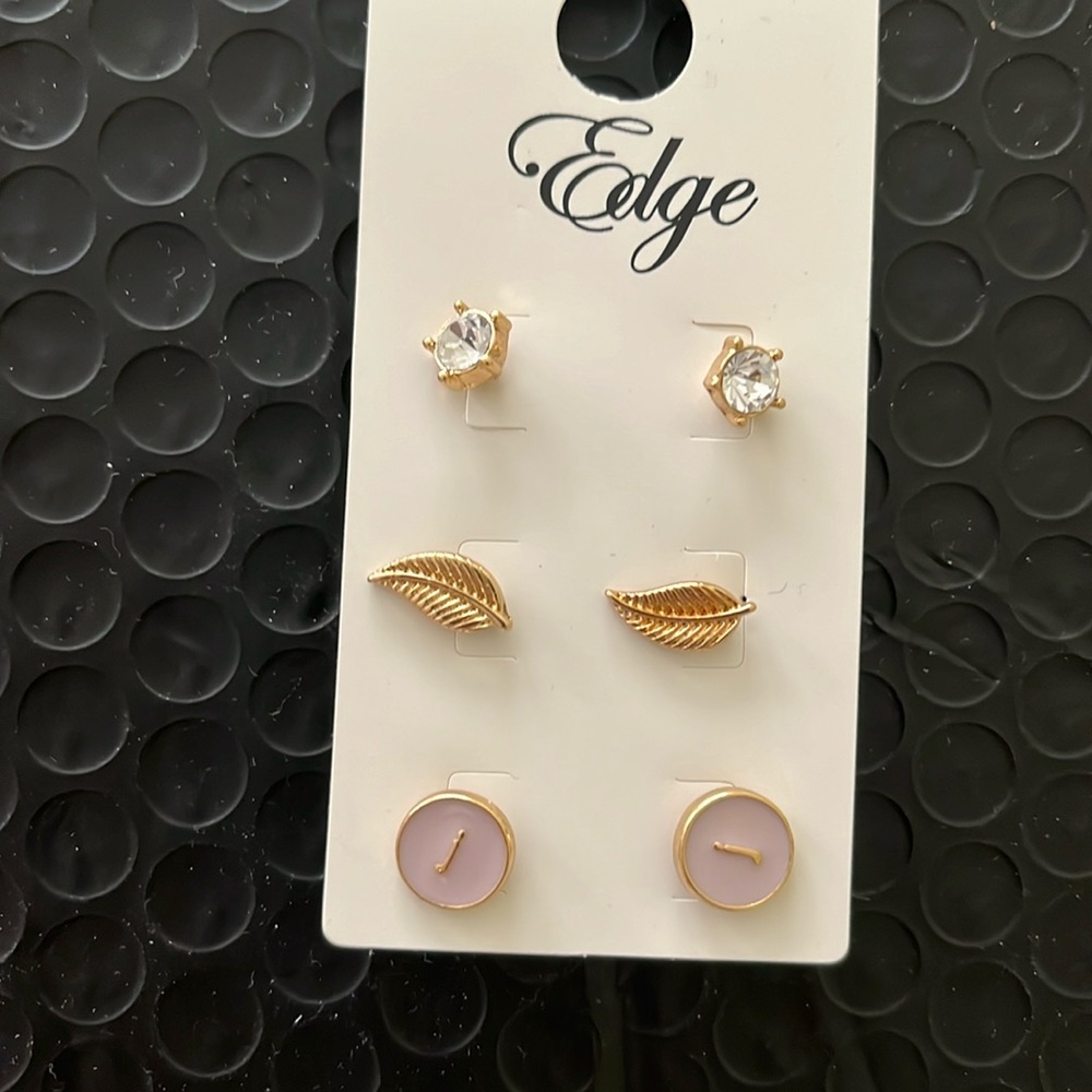 Brand new three sets of earrings with initial J on it